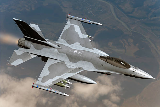 Military fighter jet F-16. green screen isolate. 3d rendering