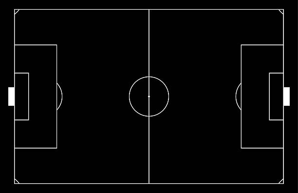 istock White-line soccer pitch with stadium pattern. Top-view court texture and playground design. Flat vector illustration isolated on white background. 2208012092