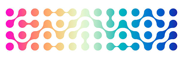 illustrations, cliparts, dessins animés et icônes de modèle de connexion de points moléculaires avec des formes de métaballes. motifs abstraits de morphing fluide. illustration vectorielle plate isolée sur fond blanc. - trame points