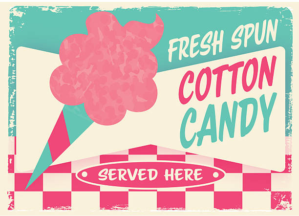 Vector illustration of a Cotton Candy retro Fair Diner sign design with lot's of textures. Use for Restaurant or Diner or Carnival Fair sign. All fonts outlined or expanded. Fully editable vector eps and high resolution jpg in download. Royalty free design.