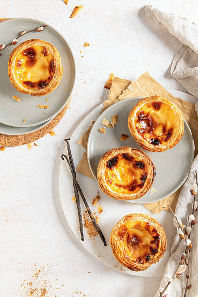 istock Pastel de Nata with Vanilla and Willow. Top view 2208025816