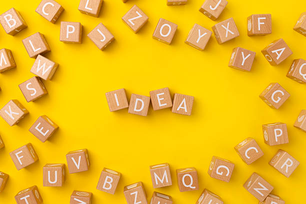 istock Block Words with Idea on a Yellow Background 2208026470