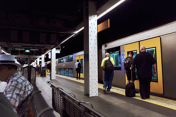 Sydney, Australia, March 12, 2025-People waiting for a train at Wynyard station