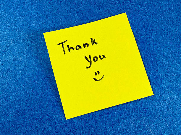 istock Sticker with text “Thank you” on blue background 2208038486