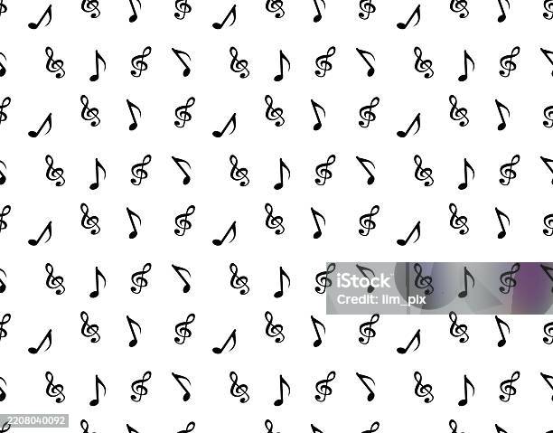Pattern Note Symbol Abstract Music Notes Melody Pattern Seamless Background Black Notes ...