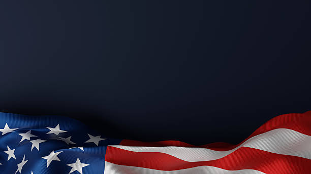 USA or American flag on blue background Independence day banner 3D render