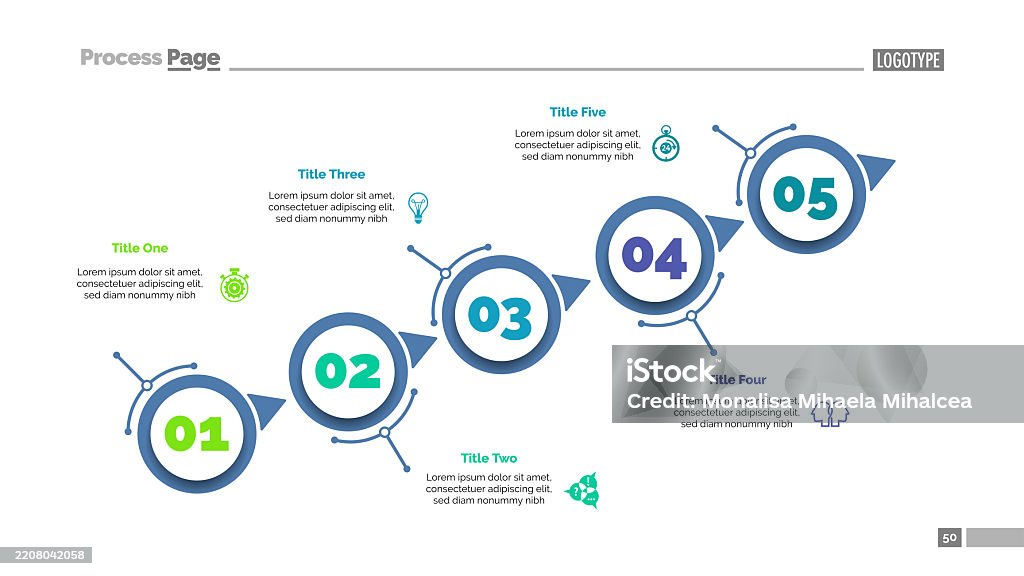 Ilustración de Process Chart With Five Steps Template y más Vectores ...