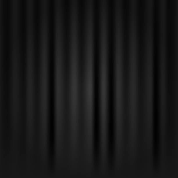 istock Black draped curtain background. Closed curtains for photography, theaters, vip interior, concert, fashion shows, highend events, gothic or modern home decor, exhibition booths. Vector with empty copy space 2208047444