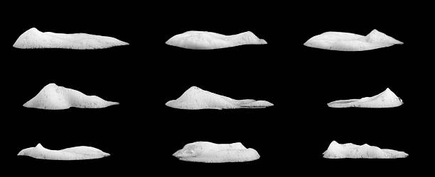 istock Set white foam isolated, Side view white foam soap or shower gel isolated is divided into parts on a black background. White facial foam creamy bubble soap sponge isolated on black background. 2208047594