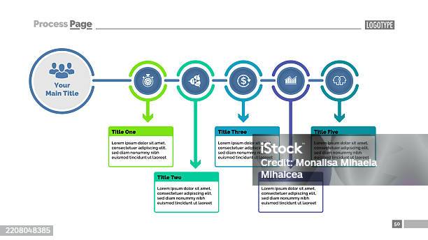 Process Steps Tabel Five Steps Process Chart Slide Template Ilustrasi Stok - Unduh Gambar ...