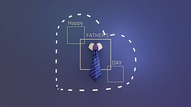 Father's Day Tie with Collar Inside Heart Outline on Blue Background