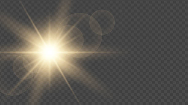 Orange sunlight or flare light effect with transparent background orange sunlight or flare light for background template lens flare stock illustrations