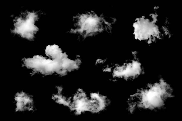 istock white fluffy clouds isolated. smog cloudy cutout 2208051158
