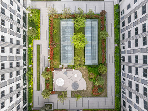 istock aerial view rooftop garden with modern office building 2208058261