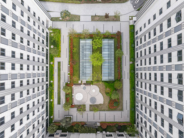 istock aerial view rooftop garden with modern office building 2208058262