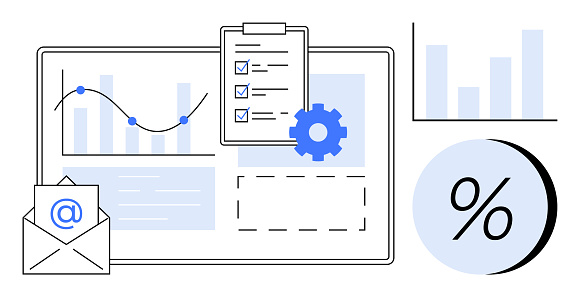 Data Analysis And Reporting Elements With Graphs Pie Chart And ...