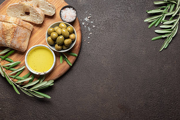 istock Olive Oil, Olives and Bread 2208064886