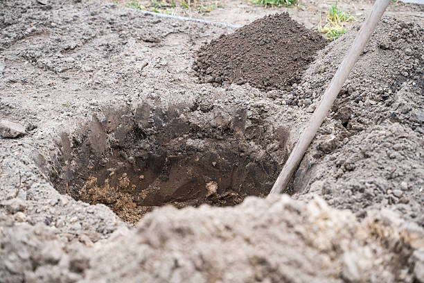istock A round hole dug in the ground and a shovel in it 2208065967