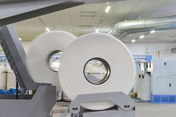 Cotton textile factory equipment in the workshop