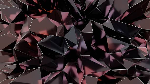 istock Faceted polygon surfaces in metallic black and pink form a sharp, reflective 3D design, revealing a modern, edgy aesthetic with gemlike highlights. 2208069219