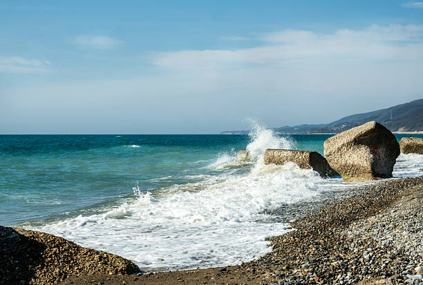 Landscape of the Black Sea coast on a clear sunny day stock photo
