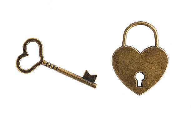 istock Heart shaped lock and key on white background 2208072928