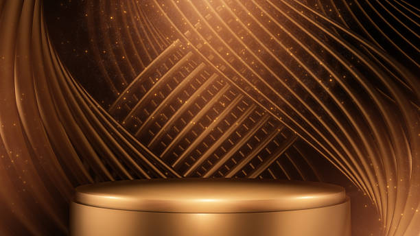istock Luxury gold stage podium, Display platform for a product presentation, 3D rendering 2208076725
