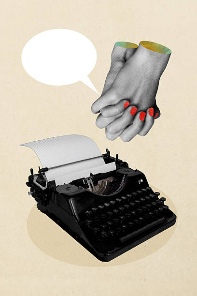 istock Composite image montage trend artwork 3D collage of hand hold together finger manicure speech cloud please typewriter machine book sheet 2208085734