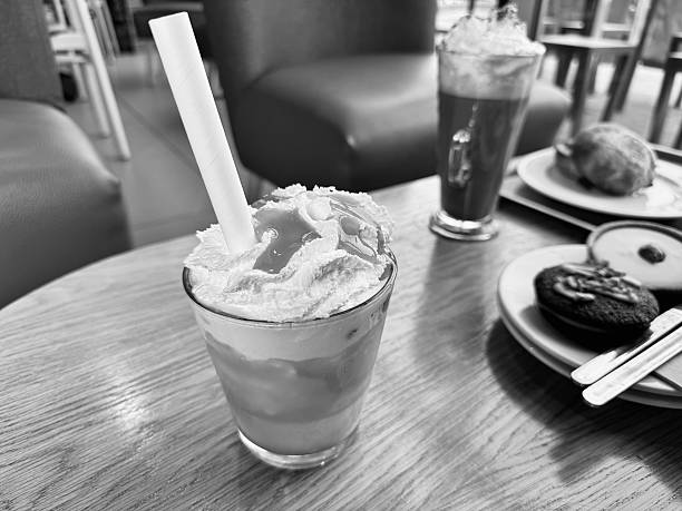 Food and drinks on a cafe table