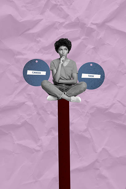 istock Artwork photo vertical collage of minded businesswoman sit chart statistics development think career plan task workload aim 2208088671