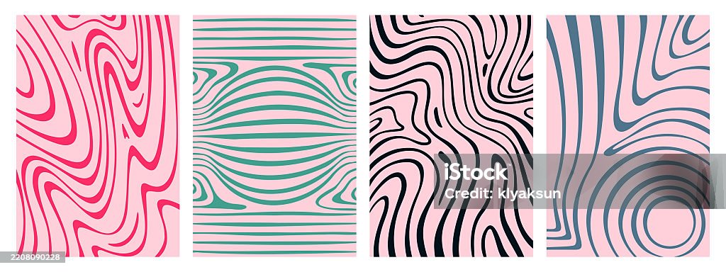 Optical Wave Pattern Optical Illusion Wave Patterns Set Stock Illustration - Download Image ...