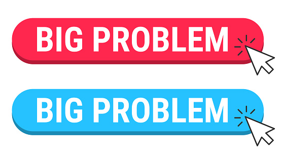 Problem Red Big Problem Red And Blue Buttons With Cursor On White Background Stock ...