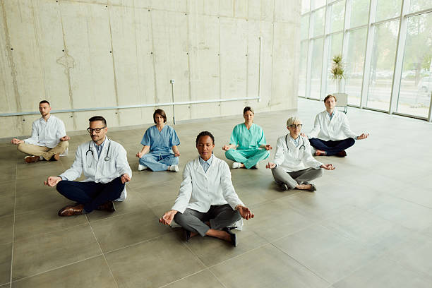 istock Yoga meditation exercises in hospital! 2208090677