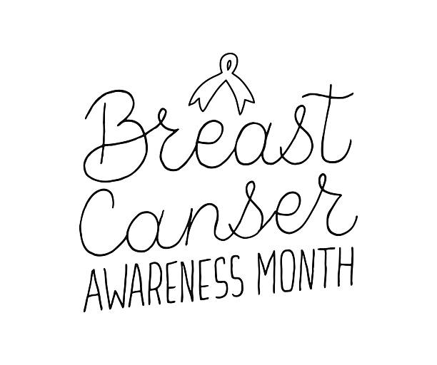 istock Breast Cancer Awareness Month calligraphy banner design on white background. Handwritten words. Hand drawn black lettering. Text banner poster card. 2208097315