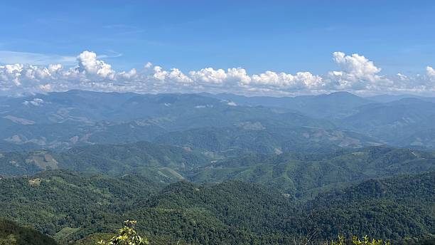istock Mountain landscape with clouds and blue sky in Thailand. 2208107678