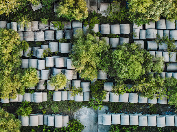 istock Aerial View of Cement Drainage Pipes, Construction materials 2208124106