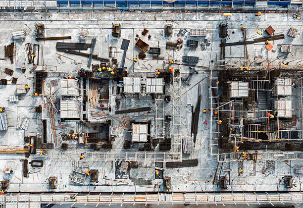 istock Drone Point View of Workers Working on Construction Site / Hangzhou, China 2208124341