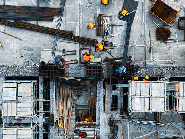 istock Drone Point View of Workers Working on Construction Site / Hangzhou, China 2208124356