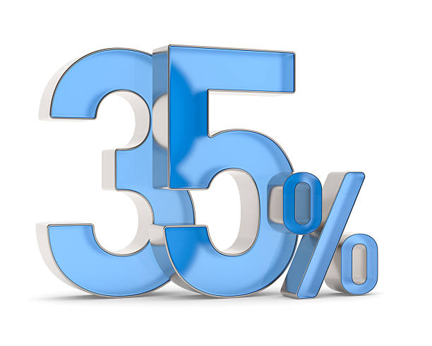 istock thirty five percent on white background. Isolated 3D illustration 2208142595