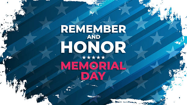 istock Remember and Honor. Memorial Day festive banner for American national holiday greetings and invitations. Brush strokes background. 2208144647