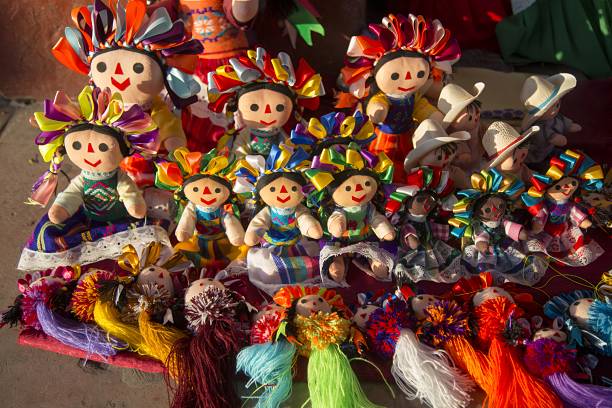 istock Traditional mexican rag dolls displayed on a table in queretaro 2208146981