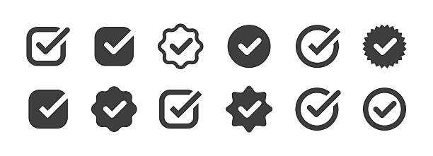 Vector illustration of verified account icon set