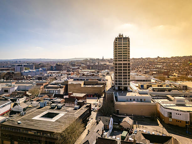 Low sun over centre of Swindon