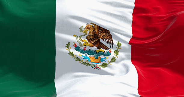 Mexico flag fabric cotton material wide flag wallpaper, Textured national flag of Mexico for graphic and web design purposes.