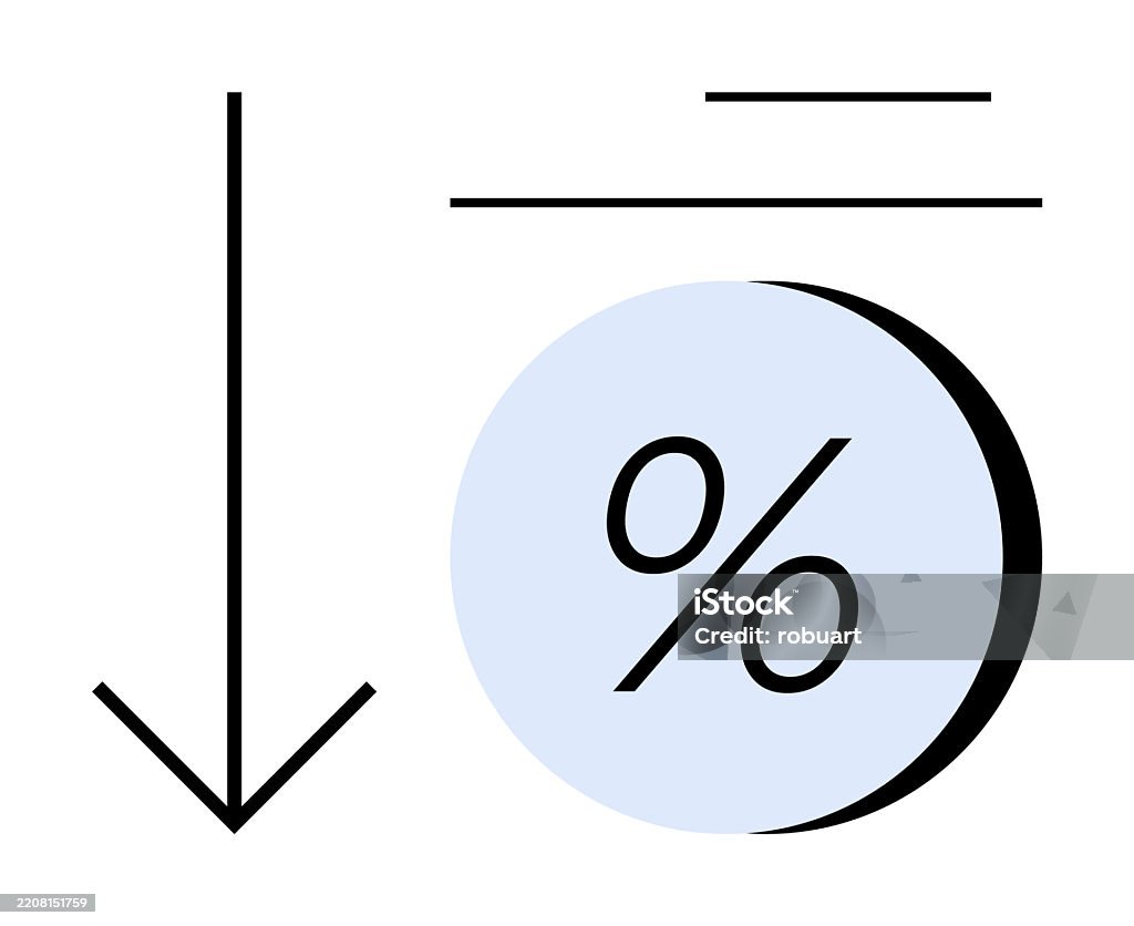 Downward Arrow Indicating Decrease Percentage Symbol In Circle ...
