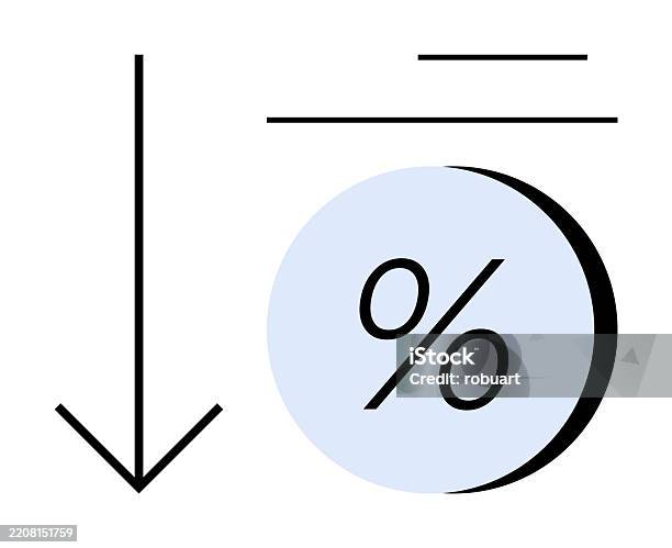 Downward Arrow Indicating Decrease Percentage Symbol In Circle ...