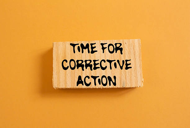 istock Time for corrective action message written on wood piece on orange background 2208156724