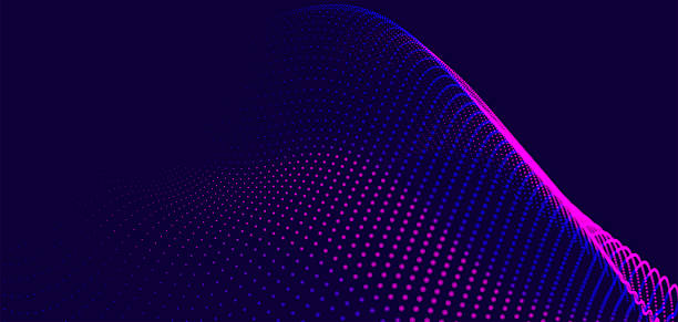 istock Abstract background with dynamic colorful wave. Futuristic dotted wave of bright particles. Dark background. Colorful background for presentation design. Wide format vector illustration. Interweaving effect. 2208157998