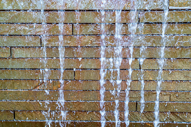 A close-up shot of a wall fountain at a garden in Bellevue, Washington.
