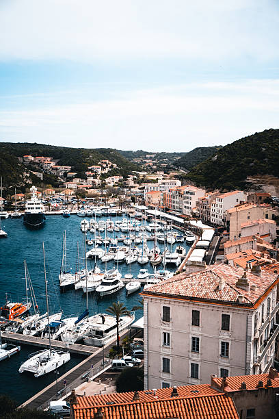 Traditional urban skyline and marina, Liguria